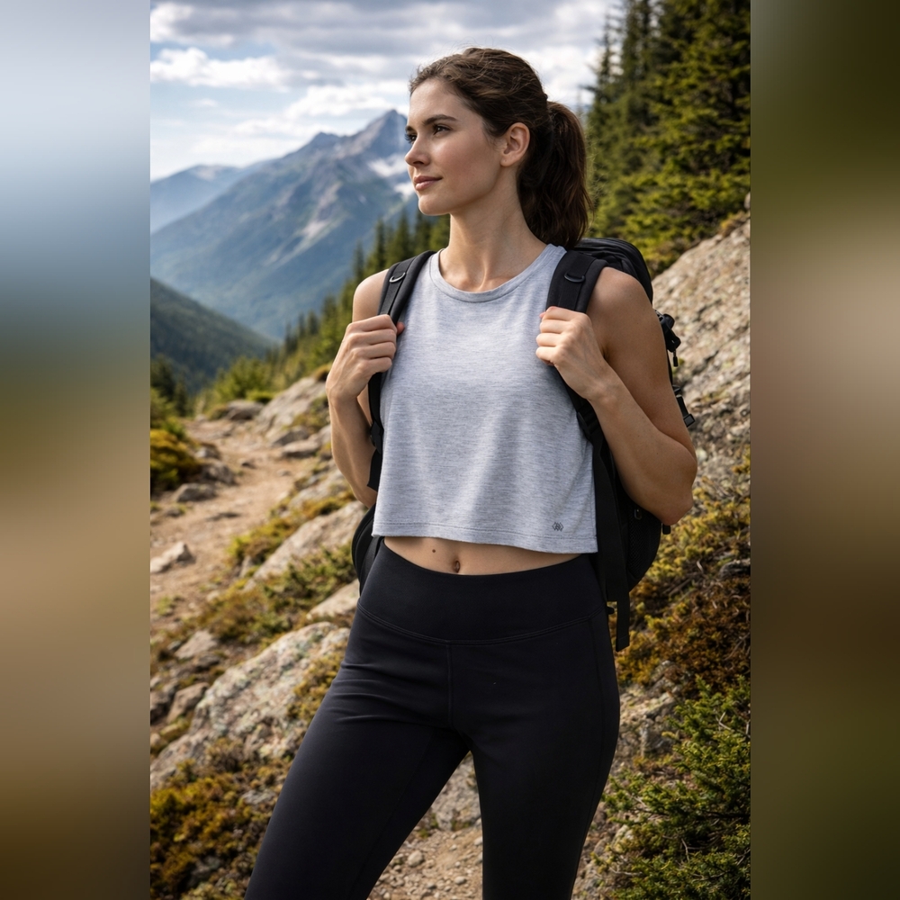 Leg3nd Cropped Tank Top Gray Sleeveless Athleisure Gym Crop XL